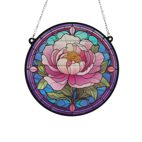 Peony Stained Glass Effect Suncatcher